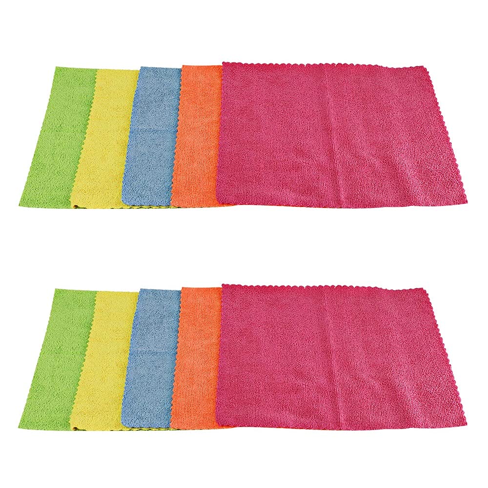 Kleeno by Cello Microfiber Multipurpose Cloth Set of 10, Assorted, Large