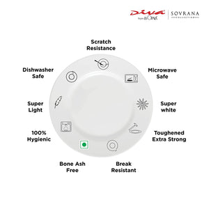 La Opala Diva, Sovrana Collection, Opal Glass Dinner Set 27 pcs, Moroccan Pink, White