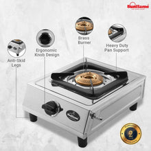 Load image into Gallery viewer, SUNFLAME STAINLESS STEEL SINGLE BURNER GAS STOVE, DLX, MANUEL - KOCHEN ESSENTIAL
