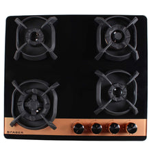Load image into Gallery viewer, Faber Hobtop Utopia HT604 CRS BR CI AI 4 Brass Burner Auto Electric Ignition Glass Top (Black)
