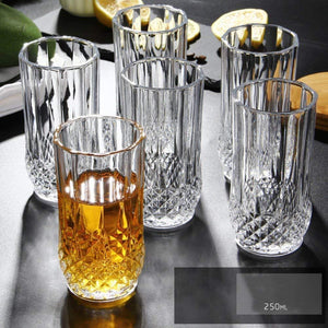 Crystal Glass for Water and Juice Crystal Clear - 6 Pieces, Transparent, 250 ml - KOCHEN ESSENTIAL