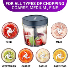 Load image into Gallery viewer, Inalsa Manual Chopper Chop It XL - High Quality Six Layer SS Chopping Blade | Coarse, Medium, Fine for All Types of Chopping | 900 ml Capacity | Anti Skid Base (Navy Blue) - KOCHEN ESSENTIAL
