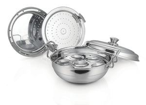 Devidayal Bombay 2 Stainless Steel Multi Kadhai, silver