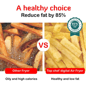 INALSA Air Fryer Top Chef Digital-1400W, 4L|Smart AirCrisp Technology| 8-Preset, Touch Control & Digital Display| Variable Temp & Time Control (Black)