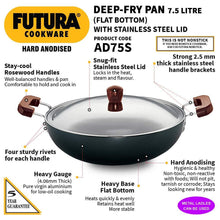 Load image into Gallery viewer, HAWKINS FUTURA HARD ANODIZED KADHAI 7.5 LITRES WITH STEEL LID, AD75S - KOCHEN ESSENTIAL
