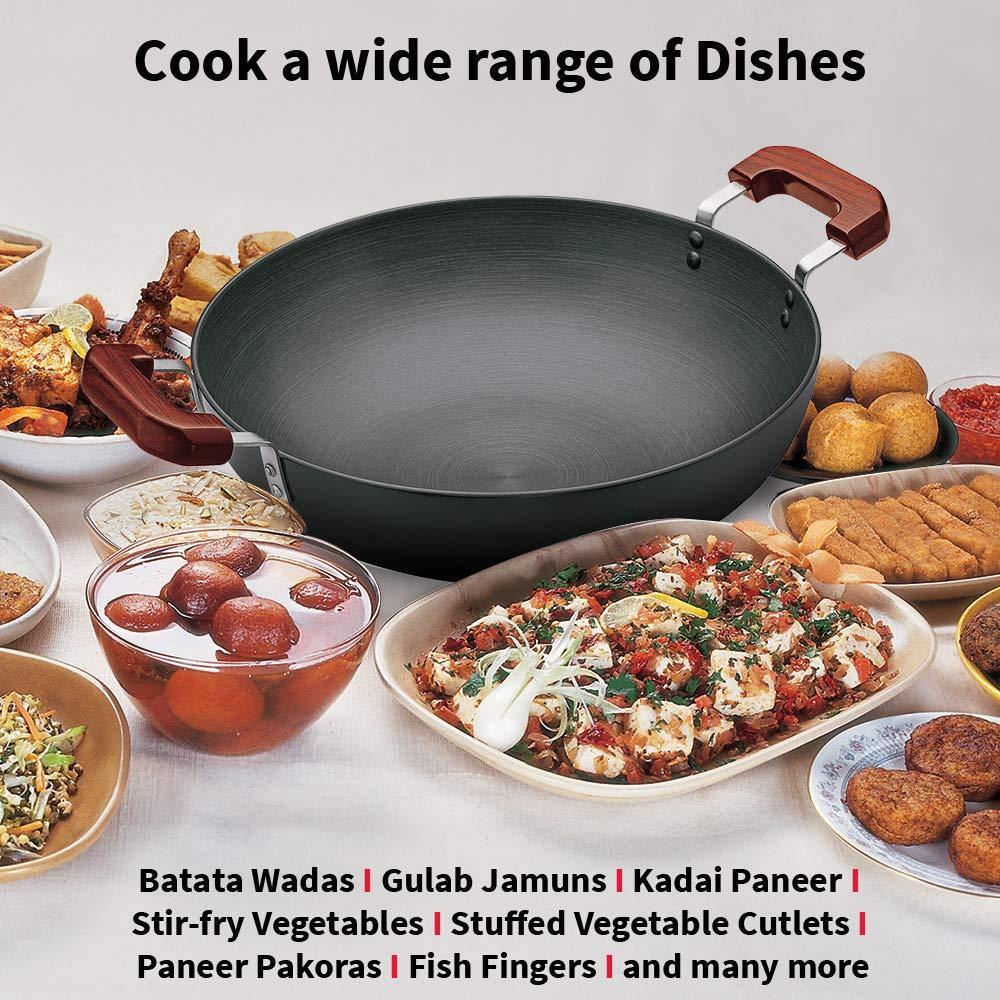 HAWKINS FUTURA HARD ANODIZED KADHAI 7.5 LITRES WITH STEEL LID, AD75S - KOCHEN ESSENTIAL