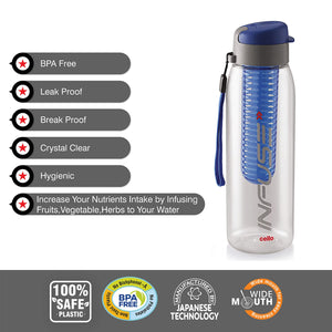 Cello Infuse Plastic Water Bottle Set, 800ml, Set of 2