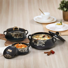 Load image into Gallery viewer, Cello Midas Casserole Gift Set with Inner Steel, 3pc(500ml, 1000ml, 1500ml), Black
