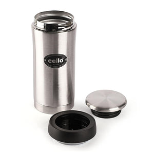 Cello My Cup Stainless Steel Double Walled Carry Flask, Insulated, 350ml, 1pc, Silver - KOCHEN ESSENTIAL