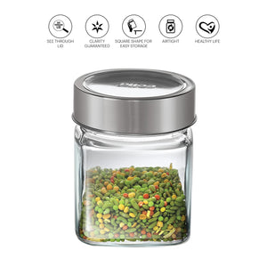 Cello Qube Fresh Glass Storage Jar, Air Tight, See-Through Lid, Clear, Set of 6 (180 ml Each)