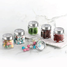 Load image into Gallery viewer, Cello Qube Fresh Glass Storage Jar, Air Tight, See-Through Lid, Clear, Set of 6 (180 ml Each)
