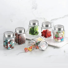 Load image into Gallery viewer, Cello Qube Fresh Glass Storage Jar, Air Tight, See-Through Lid, Clear, Set of 6 (300 ml Each)
