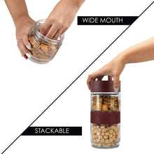 Load image into Gallery viewer, Cello Modustack Glassy Storage Jar, Clear, 500ml, Maroon - KOCHEN ESSENTIAL
