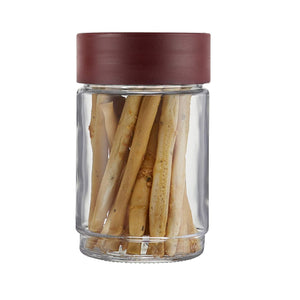 Cello Modustack Glassy Storage Jar, Clear, 750ml, Maroon - KOCHEN ESSENTIAL