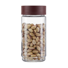 Load image into Gallery viewer, Cello Modustack Glassy Storage Jar, Clear, 1000ml, Maroon - KOCHEN ESSENTIAL
