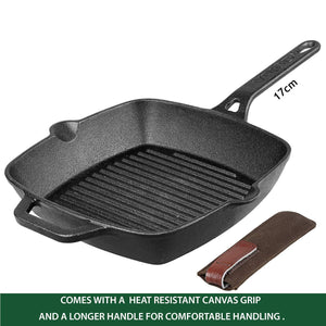 VINOD LEGACY CAST IRON DEEP GRILL PAN, 24CM - KOCHEN ESSENTIAL