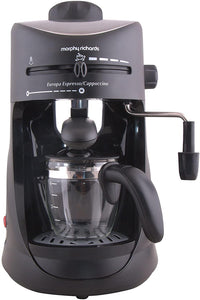 MORPHY RICHARDS COFFEE MAKER, NEW EUROPA, ESPRESSO AND CAPPUCCINO 4 CUP COFFEE MAKER (BLACK) - KOCHEN ESSENTIAL
