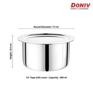 DONIV Titanium Triply Stainless Steel Tope with Cover, Induction Friendly - KOCHEN ESSENTIAL