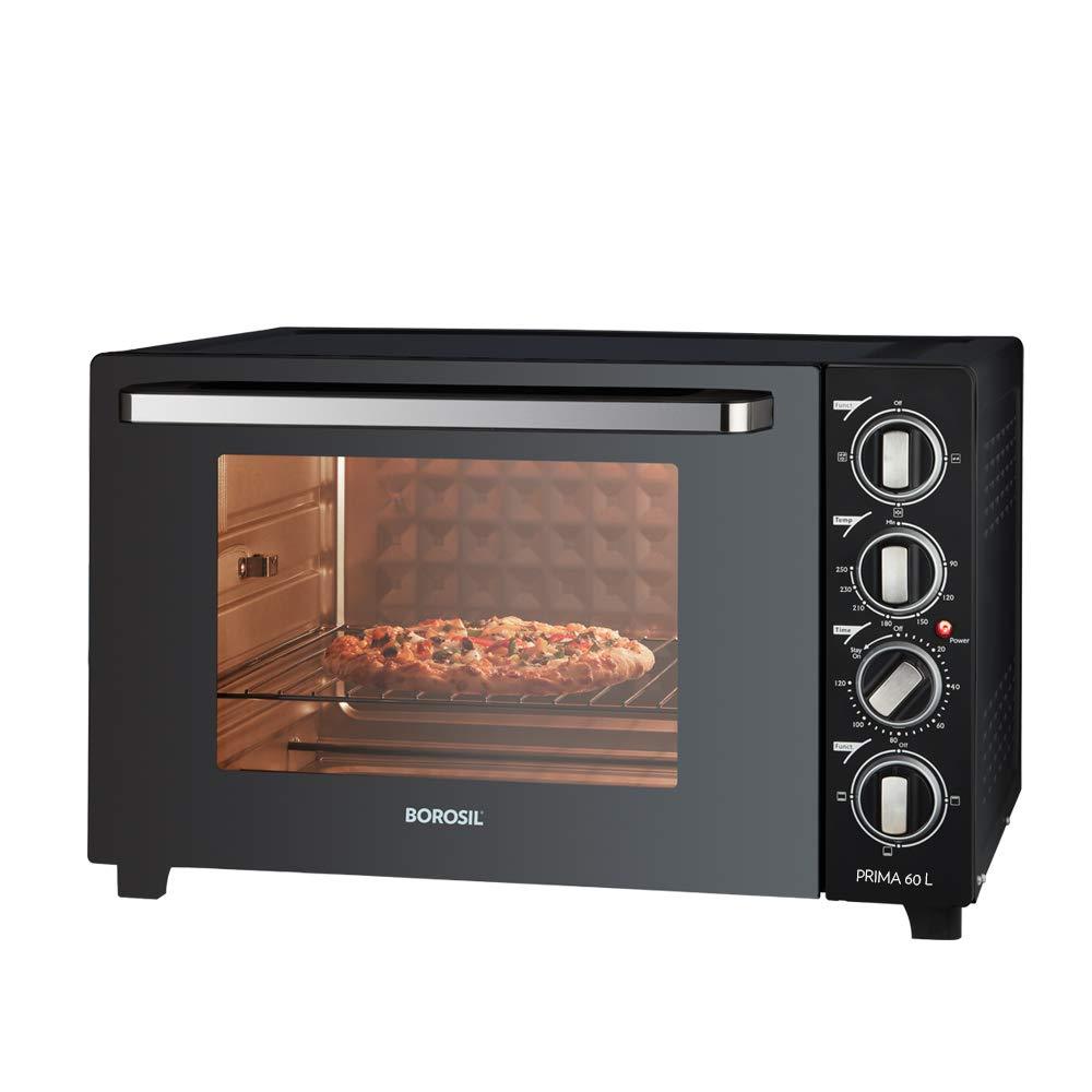 BOROSIL PRIMA 60 L OTG, WITH MOTORISED ROTISSERIE AND CONVECTION, 2000W, 12 STAGE HEAT SELECTION, BLACK - KOCHEN ESSENTIAL