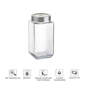 CELLO CUBE GLASS STORAGE JAR, GLASS KITCHEN CONTAINER - KOCHEN ESSENTIAL