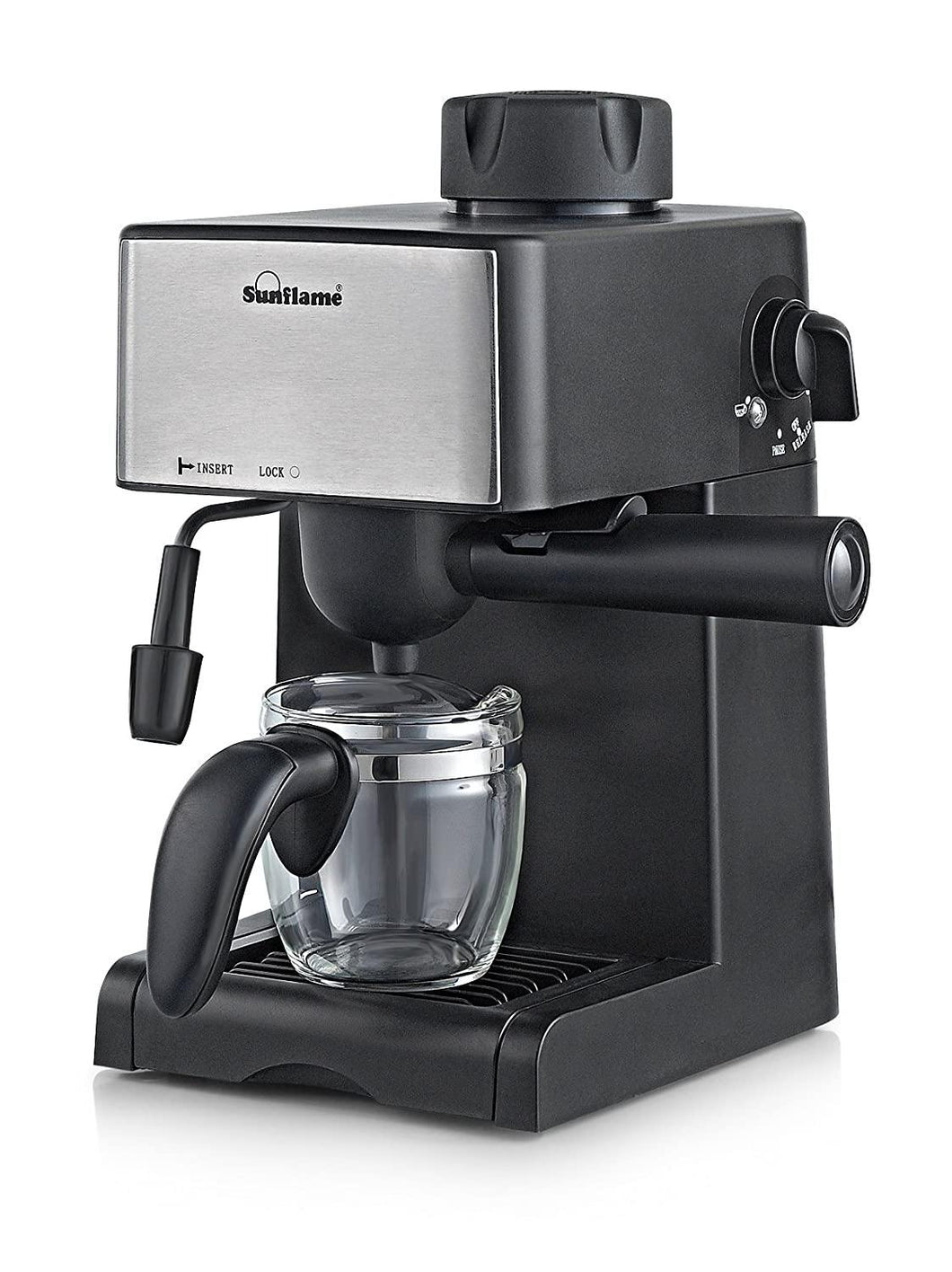 SUNFLAME 4 CUPS EXPRESSO COFFEE MAKER, BLACK, SF 712, 800 WATTS - KOCHEN ESSENTIAL