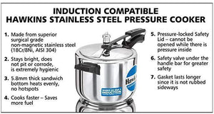 HAWKINS STAINLESS STEEL PRESSURE COOKER, 5 LITRES, INDUCTION COOKER, HSS50 - KOCHEN ESSENTIAL