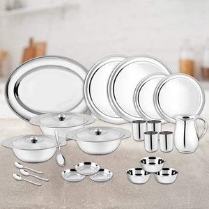 PNB Kitchenmate 51 PIECES STAINLESS STEEL DINNER SET, UNIQUE, PLAIN - KOCHEN ESSENTIAL