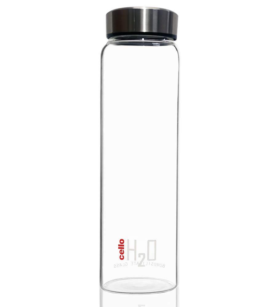 CELLO H2O STEELO GLASS BOTTLE, 1000 ML, TRANSPARENT - KOCHEN ESSENTIAL