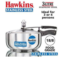 Load image into Gallery viewer, HAWKINS STAINLESS STEEL PRESSURE COOKER, 3 LITRES WIDE, INDUCTION COOKER, HSS3W - KOCHEN ESSENTIAL
