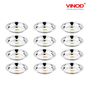 Vinod Stainless Steel Halwa Plate Set of 12 Pieces - KOCHEN ESSENTIAL