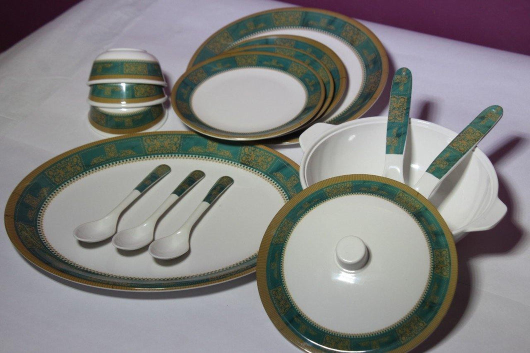 DURADINE MELAMINE DINNER SET, 40 PCS, MODERN GREEN - KOCHEN ESSENTIAL