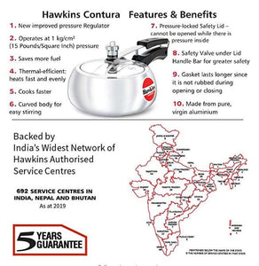 HAWKINS CONTURA PRESSURE COOKER , ALUMINIUM , HC - KOCHEN ESSENTIAL