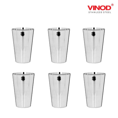 Vinod Stainless Steel Plain Glass, Set of 6 Pieces - KOCHEN ESSENTIAL