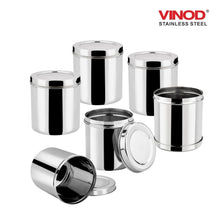 Load image into Gallery viewer, Vinod Stainless Steel Airtight Deep Dabba set of 6 pieces - KOCHEN ESSENTIAL
