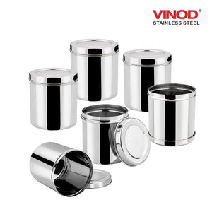 Vinod Stainless Steel Airtight Deep Dabba set of 6 pieces - KOCHEN ESSENTIAL