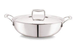 Cello TriPly Stainless Steel Kadhai with Lid (20 cm - 1.6 L) - KOCHEN ESSENTIAL