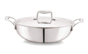 Cello TriPly Stainless Steel Kadhai with Lid (22 cm - 2.2 L) - KOCHEN ESSENTIAL