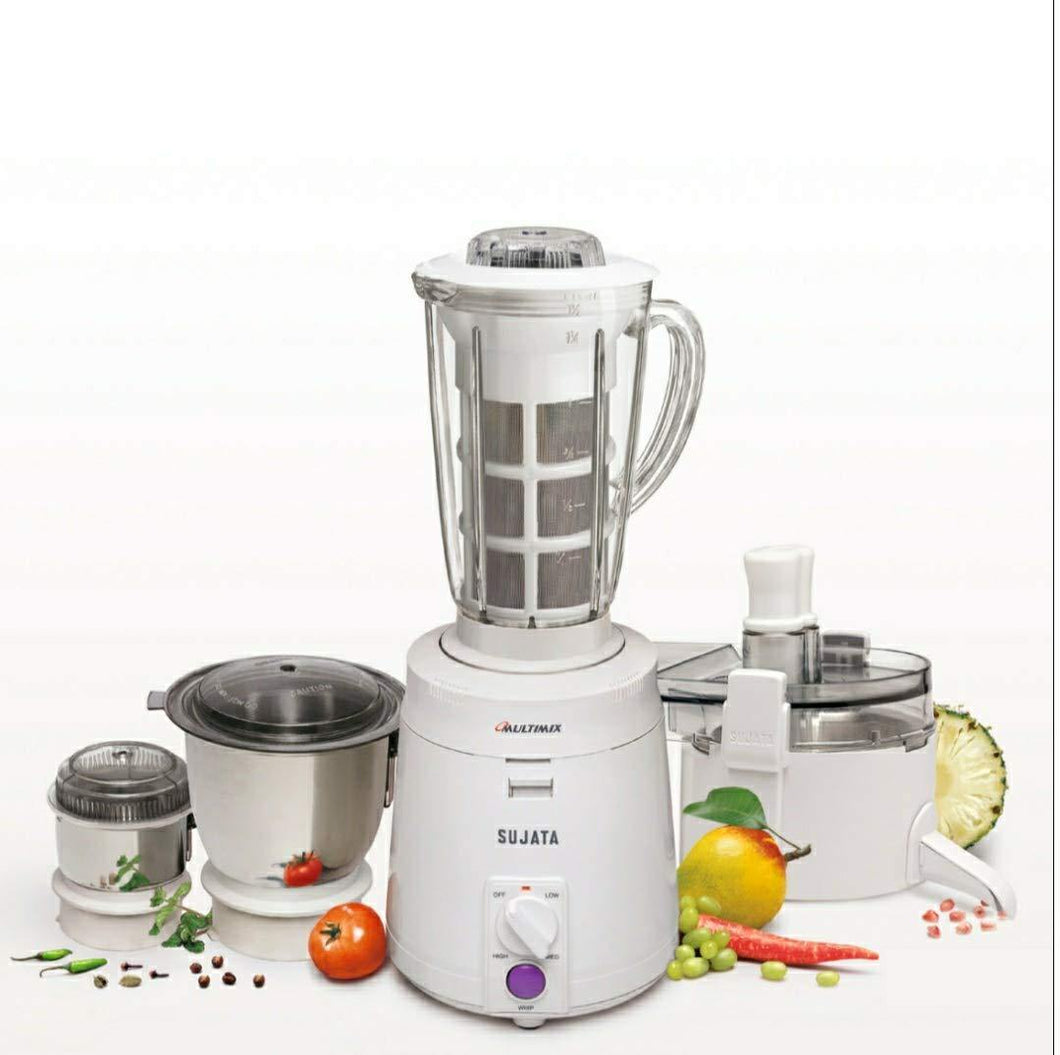 Sujata Multimix, Mixer Grinder with Juicer & Coconut Milk Extractor Attachment, 900 Watts, 3 Jars, (White) - KOCHEN ESSENTIAL