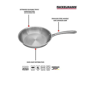 FACKELMANN STAINLESS STEEL TRIPLY FRY PAN, GLOSSY - KOCHEN ESSENTIAL