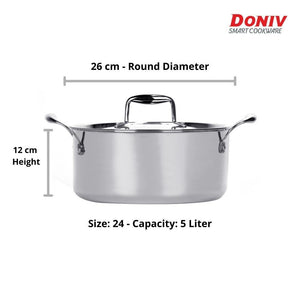 DONIV Titanium Triply Stainless Steel Steel Sauce Pot with Cover - KOCHEN ESSENTIAL