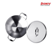 Load image into Gallery viewer, Doniv Vinod Titanium Triply Stainless Steel Kadhai with Cover, Induction Friendly - KOCHEN ESSENTIAL
