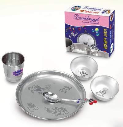 DEVIDAYAL PACK OF 4 STAINLESS STEEL BABY SET DINNER SET - KOCHEN ESSENTIAL