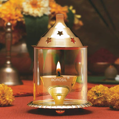 BOROSIL AKHAND DIYA BRASS SMALL, AKHAND JYOT - KOCHEN ESSENTIAL