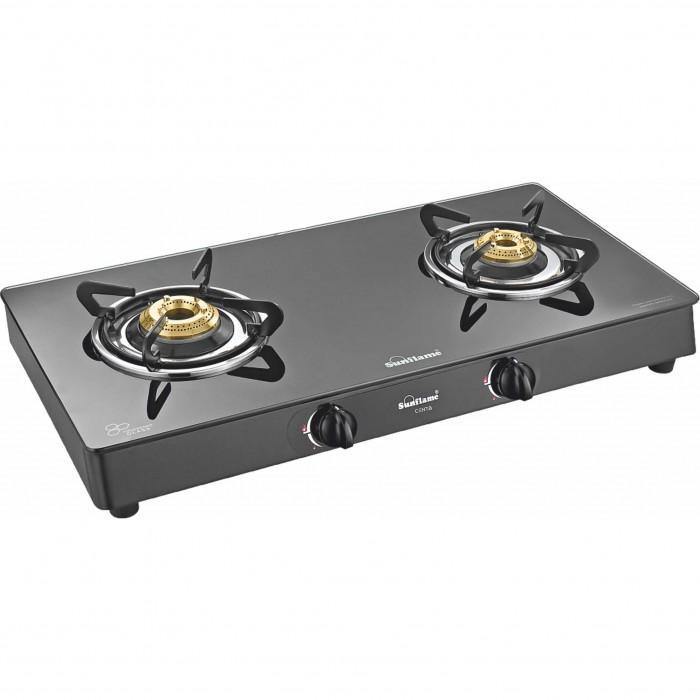 SUNFLAME CENTA 2 BURNER GAS STOVE, BLACK, MANUAL - KOCHEN ESSENTIAL