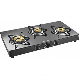 SUNFLAME CENTA 3 BURNER GAS STOVE, BLACK, MANUAL - KOCHEN ESSENTIAL