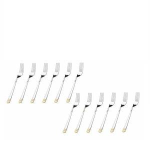 PNB KITCHENMATE STAINLESS STEEL DESERT FORK (DESIGN - VICEROY GOLD) - (6 PIECES) - KOCHEN ESSENTIAL