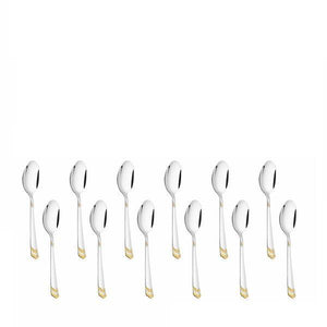 PNB KITCHENMATE STAINLESS STEEL DESERT SPOON (DESIGN - VICEROY GOLD) - (6 PIECES) - KOCHEN ESSENTIAL