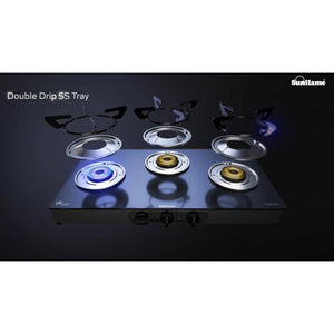 SUNFLAME PRIME 4 BURNER GAS STOVE, BLACK, MANUAL - KOCHEN ESSENTIAL