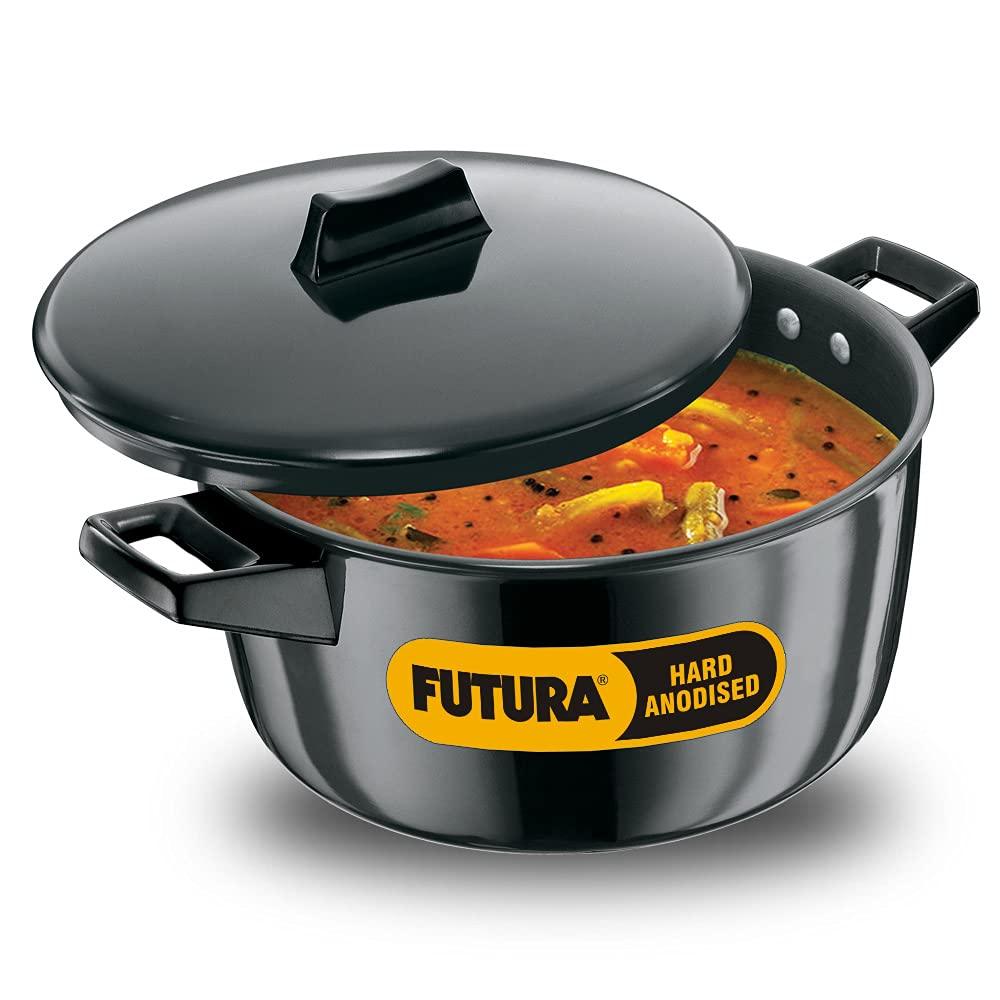 HAWKINS FUTURA HARD ANODISED COOK-N-SERVE BOWL, 6 LITRES, BLACK - KOCHEN ESSENTIAL