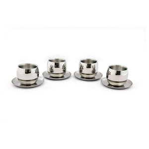 SHRI & SAM 4 PCS DOUBLE WALL CUP AND SAUCER SE, SET OF 4 - KOCHEN ESSENTIAL